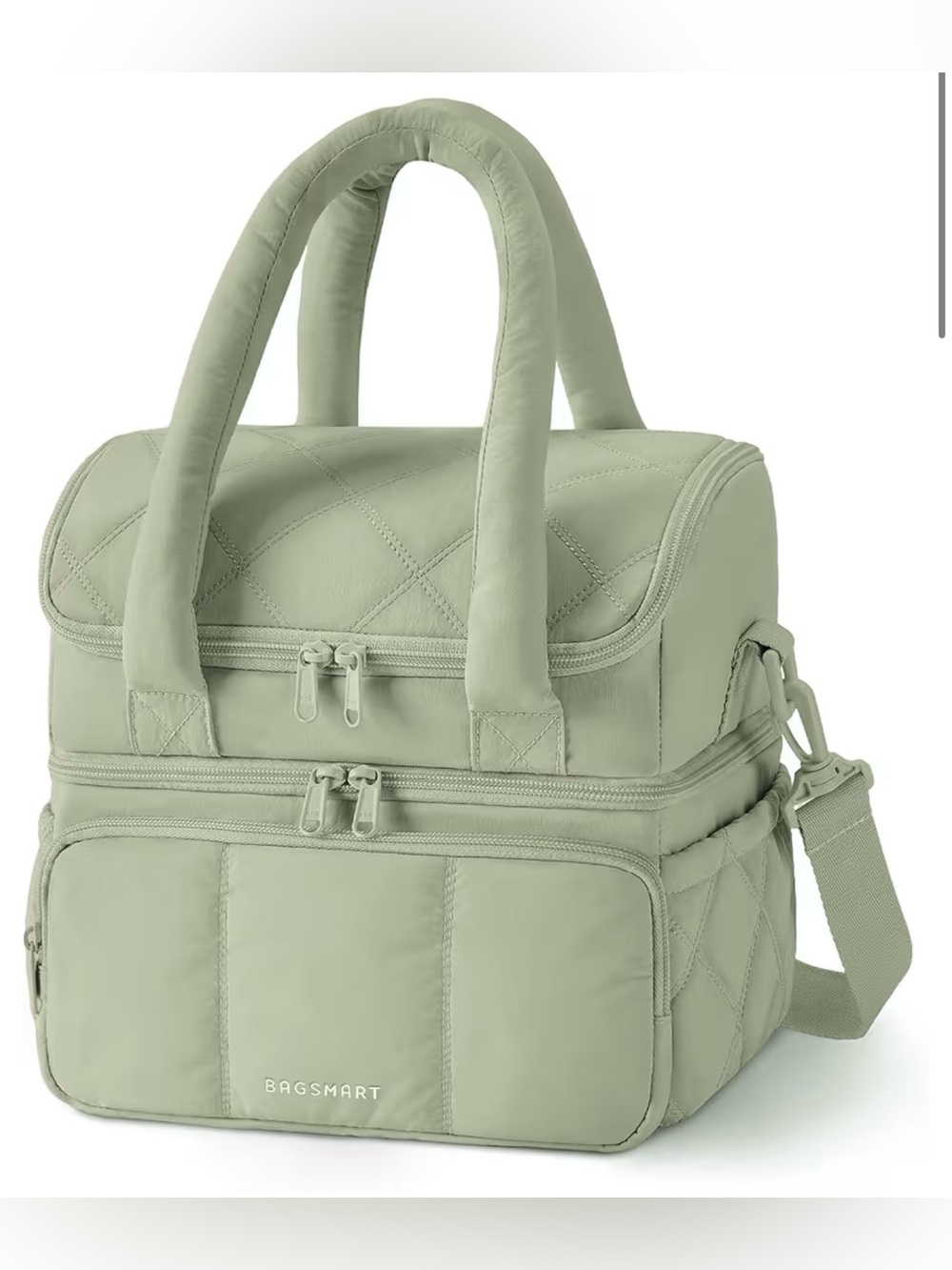 BAGSMART Lunch Bag Women, Double Deck Insulated Lunch Box, Quilted Puffer